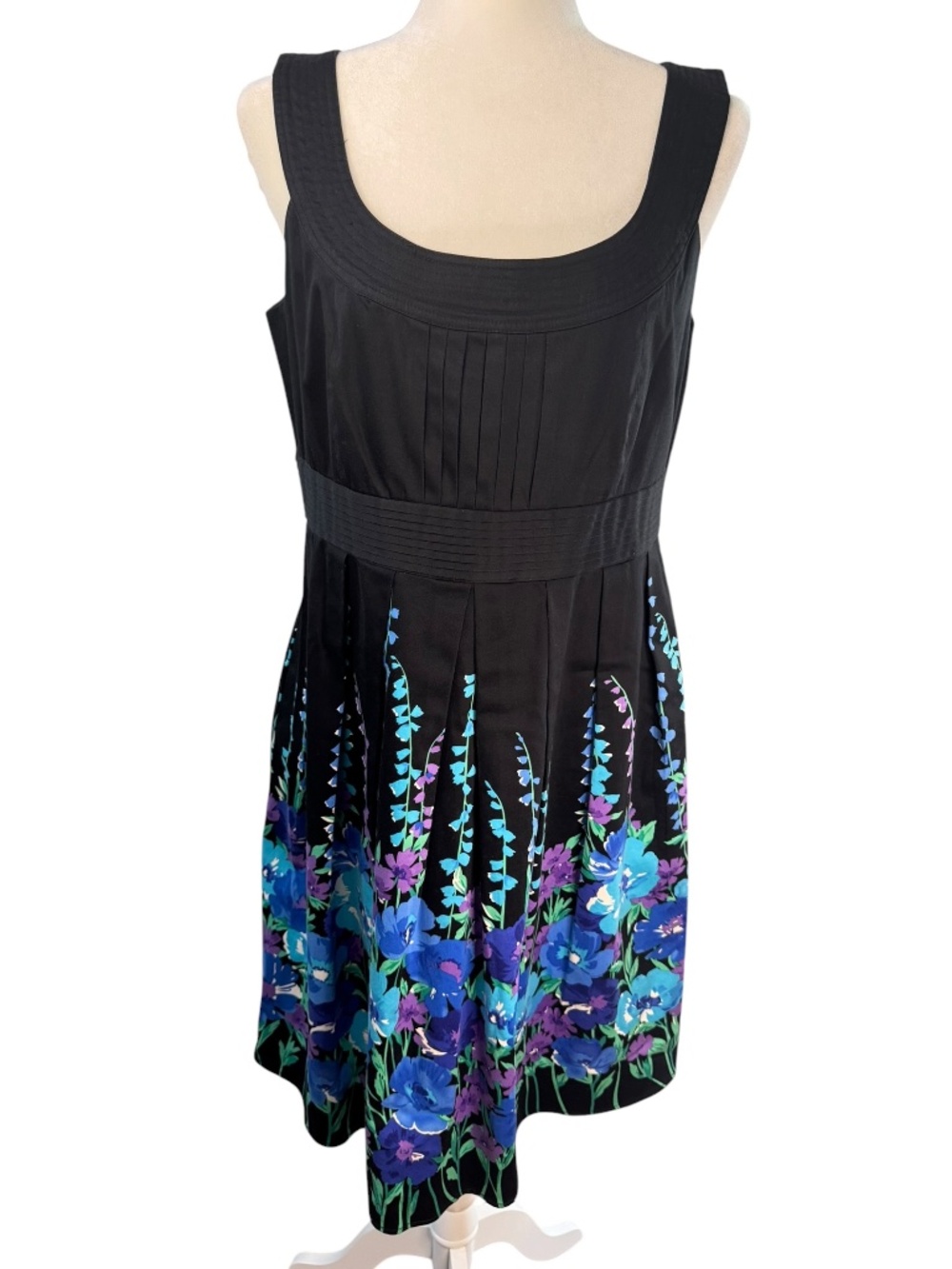 Dress Barn Black Floral Sleeveless Dress Size 12
